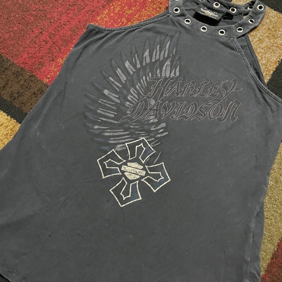 Harley-Davidson Women’s Winged Cross Halter Top Black (Size Small) - Picture 2 of 7